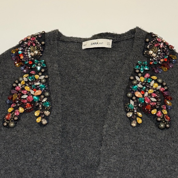 Zara Embelished Limited Edition floor length Cardigan Sweater, Oversized sz S - Picture 8 of 15